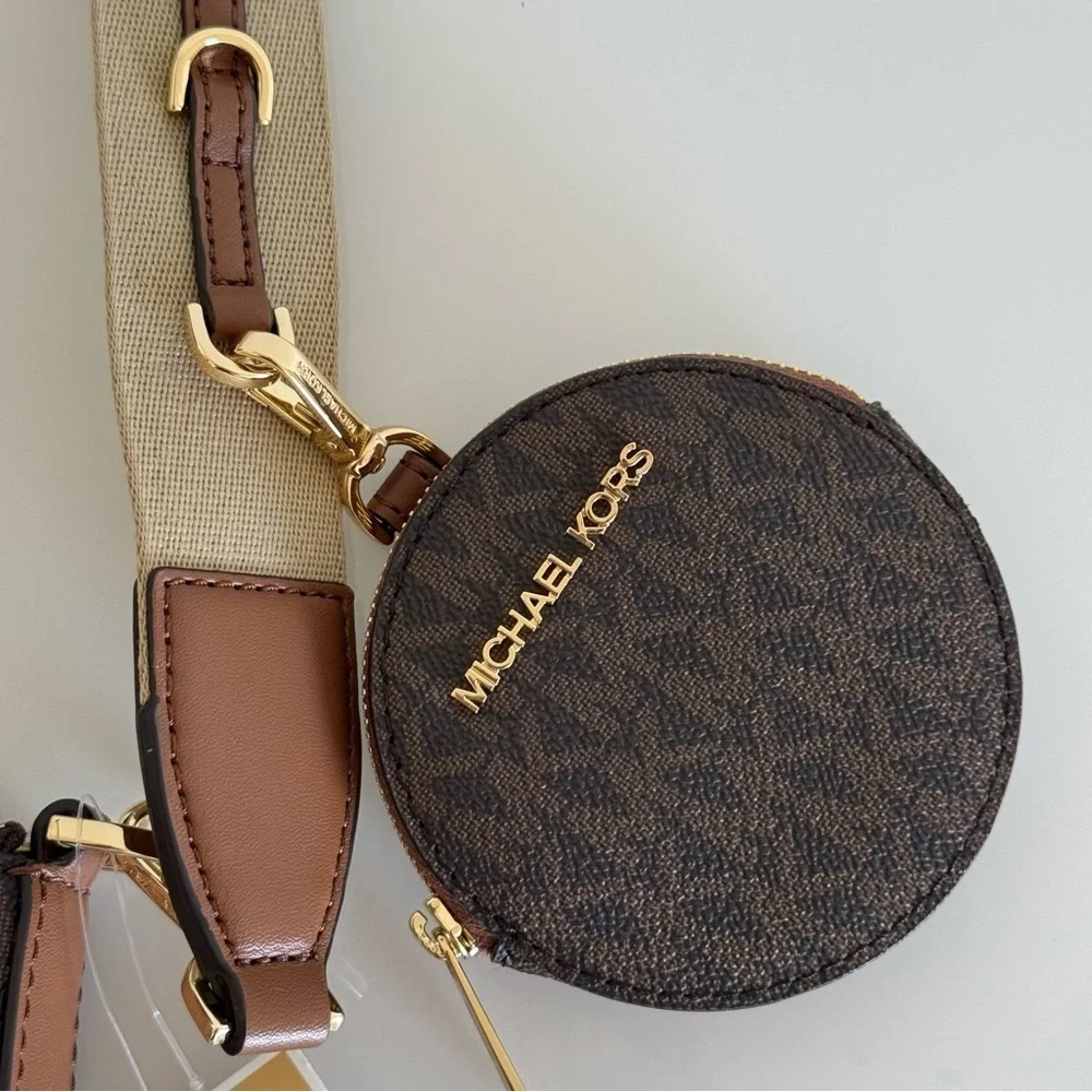 NWT! Michael Kors Jet Set Logo Crossbody Bag, Brown